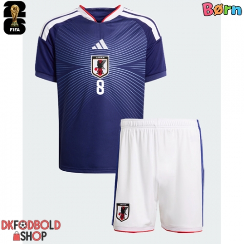 Japan Takumi Minamino #8 Hjemmebanesæt Børn VM 2026 Kort ærmer (+ korte bukser)